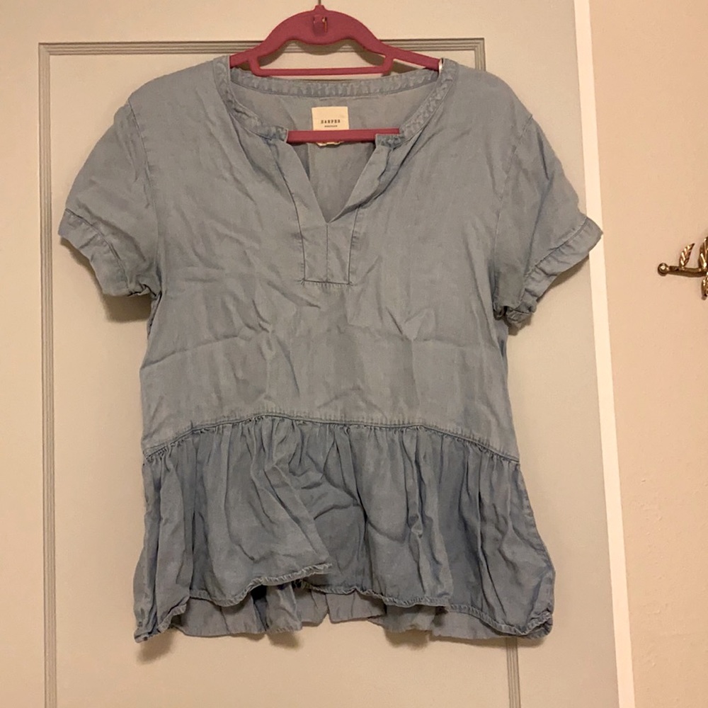 Harper Heritage denim peplum top L